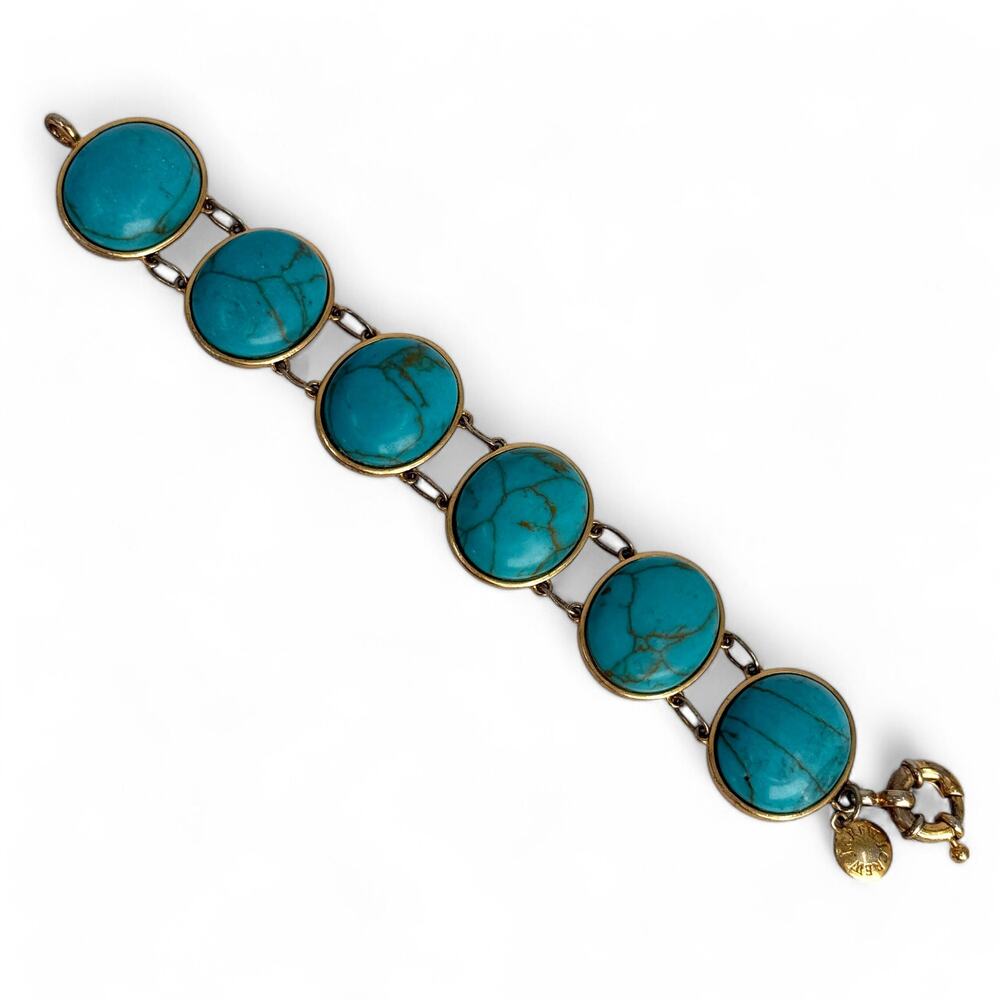 J.Crew Cabochon Bracelet Simulated Turquoise Blue and Gold Tone